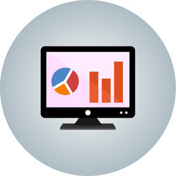 Analytics on screen flat icon with gradient vector