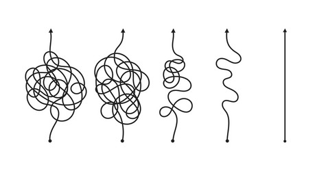 complex and easy simple way from start to end vector image