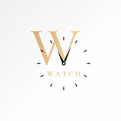 graphic initial w serif font watch clockwise sync vector image