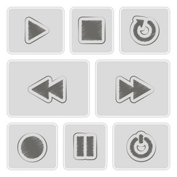 Monochrome player icons vector