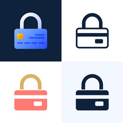 padlock with credit card stock icon set vector