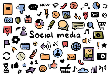 social media doodles for chats vector