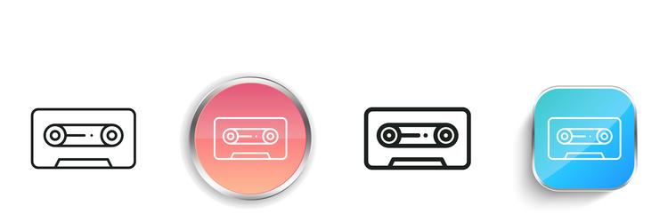 cassette tape icon thin linear regular and button vector image