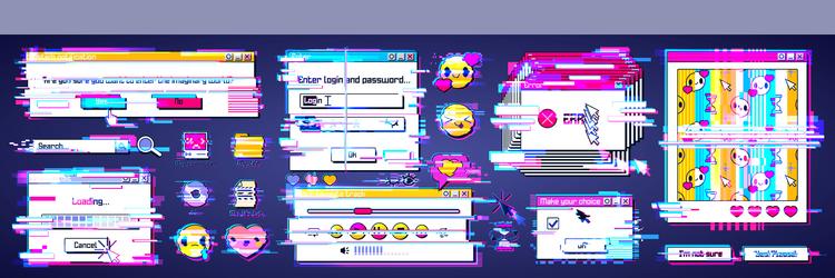 glitch in retro computer system vector image