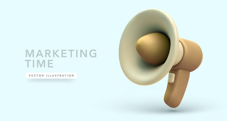 marketing time concept realistic 3d megaphone vector