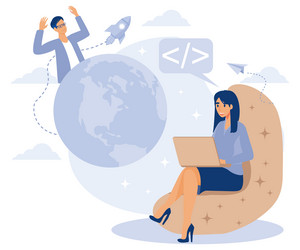 programming team concept computer games virtual vector image