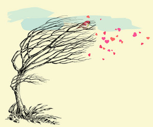 Windy Bird and Tree vector image