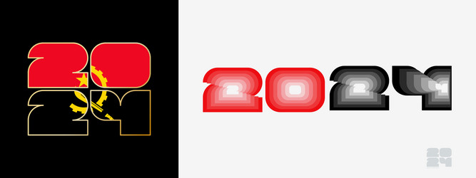 year 2024 with flag of angola and in color palate vector image