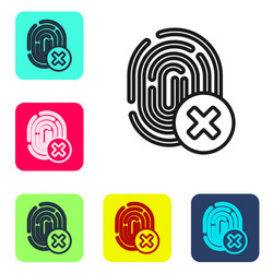 Black line cancelled fingerprint icon isolated vector