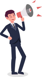 Businessman cartoon holding megaphone vector