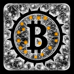 net bitcoin box web mesh with bright flash nodes vector image