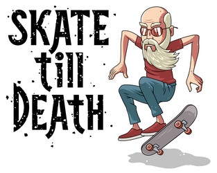 Old Man Skateboarder T-Shirt Vector Image