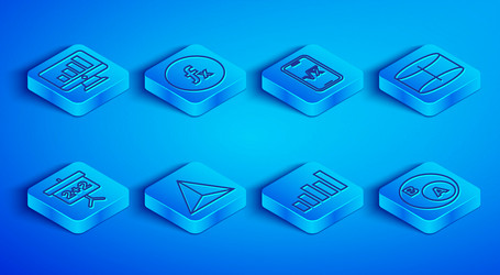 set line computer monitor with graph chart square vector image