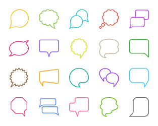 speech bubble simple color line icons set vector