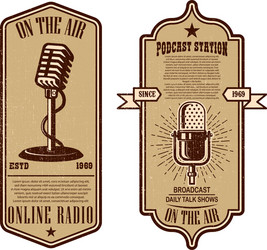 Vintage Podcast Radio Set Vector Image