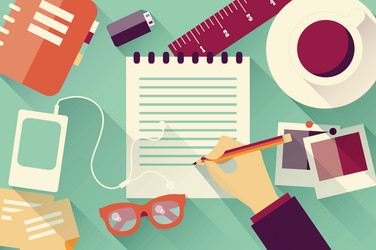writing into notebook background with coffee vector image
