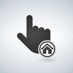 hand mouse cursor with home icon in circle vector image