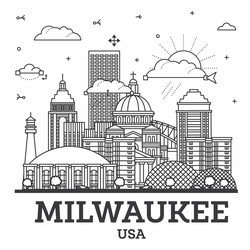 Milwaukee City Skyline Outline Vector Image