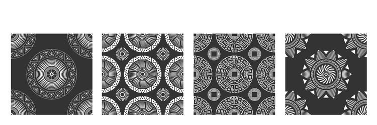 set of four abstract seamless pattern with round vector image