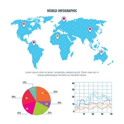 world map infographic pie chart graph vector image