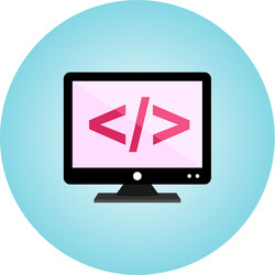 coding on screen flat icon with gradient vector image