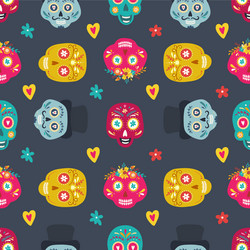 Day of the Dead Sugar Skull Pattern Vector Image