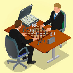 two ceo playing chess using businessman business vector