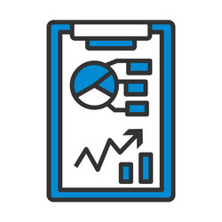 writing tablet with analytics chart icon vector