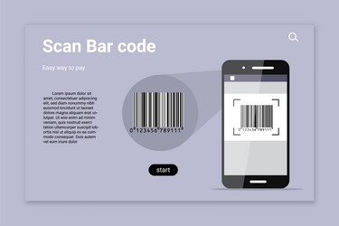 Bar code scan color landing page template vector