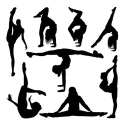 Female Gymnastics Silhouettes Vector Image