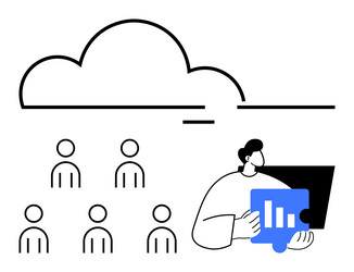 data analytics in cloud computing with team vector image