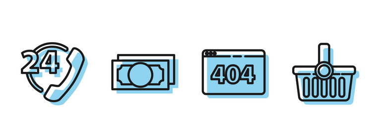 set line page with a 404 error telephone 24 hours vector image