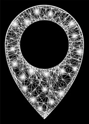 Hatched map marker web mesh with bright light vector
