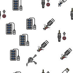 Usb cable and port purchases seamless Royalty Free Vector