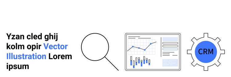 business data analysis and crm interface with text vector image