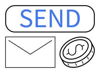 envelope dollar coin and send button vector image