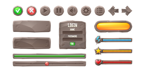 Game UI Progress Bars & Buttons vector image