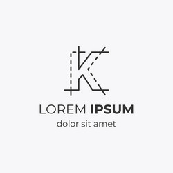 initial letter k with architecture element vector image