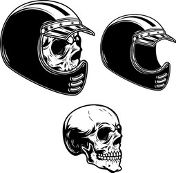 Racer Skull in Helmet Vector Image
