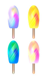 Set of foil ice on stick cream with a blurry vector