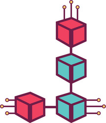 cube with circuits network of communicatig bitcoin vector image