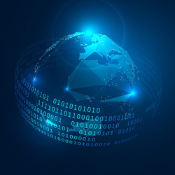 Digital Globe with Binary Ring vector image