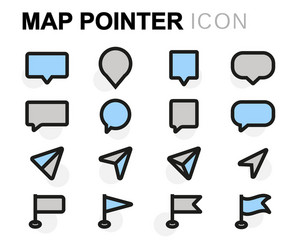 Flat map pointer icons set vector