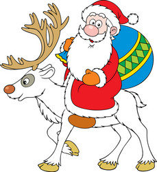 Santa Claus on Reindeer Vector Image