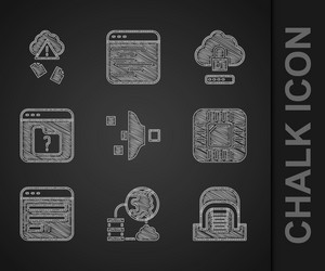 set filter setting network cloud connection vector image