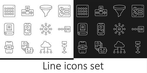 set line algorithm binary code funnel filter vector image