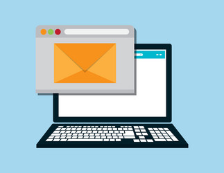 web messaging through computer image vector image
