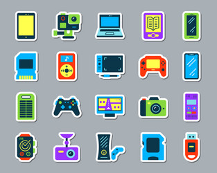 Device patch sticker icons set vector