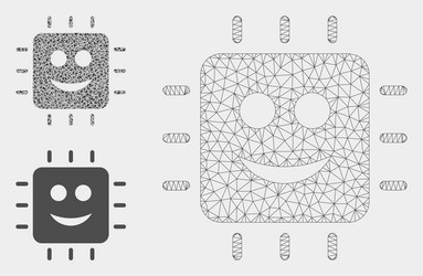 happy cpu mesh network model and triangle vector image