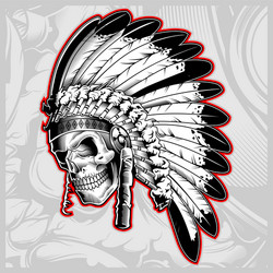 Native indian chief skull with crossed tomahawks Vector Image